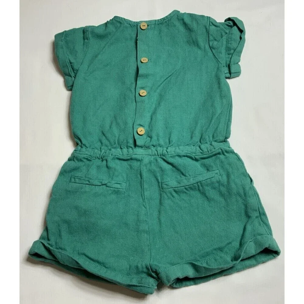 Zara Kids Romper Infant 1pc Cotton Linen Blend Green Size 18-24 Months